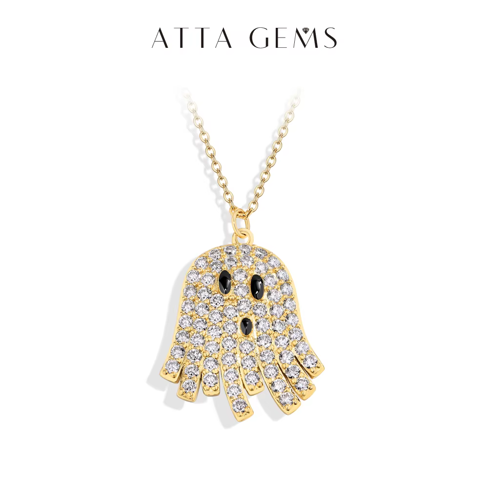 Attagems – collier fantôme complet en Moissanite DVVS1, en argent Sterling 925, plaqué or 18 carats,