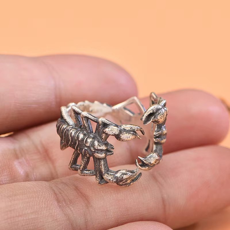 Buyee 925 bague Unique en argent Sterling élégant Scorpion Animal anneau ouvert pour femmes hommes m