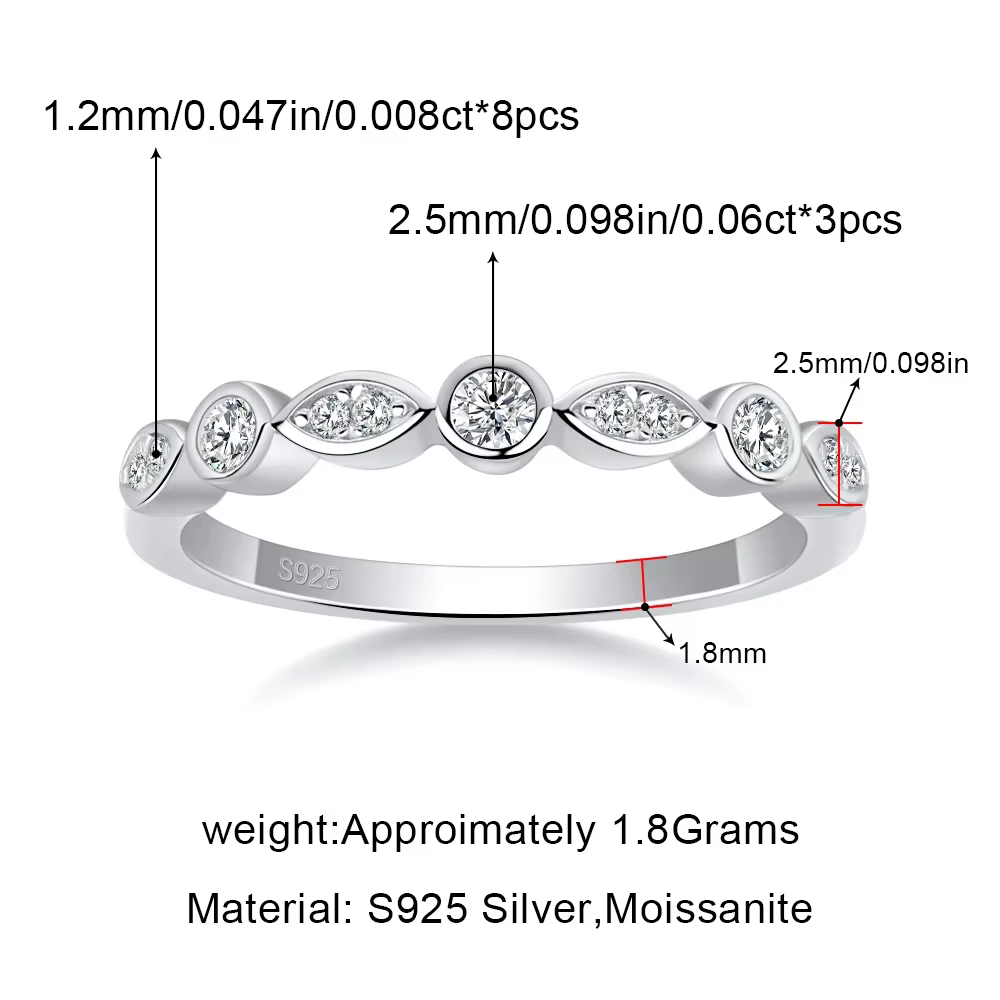 Bague en Moissanite Feuille de Marquise Pretty Beauty, en Argent 925, Sertie de Diamants, Alliance d
