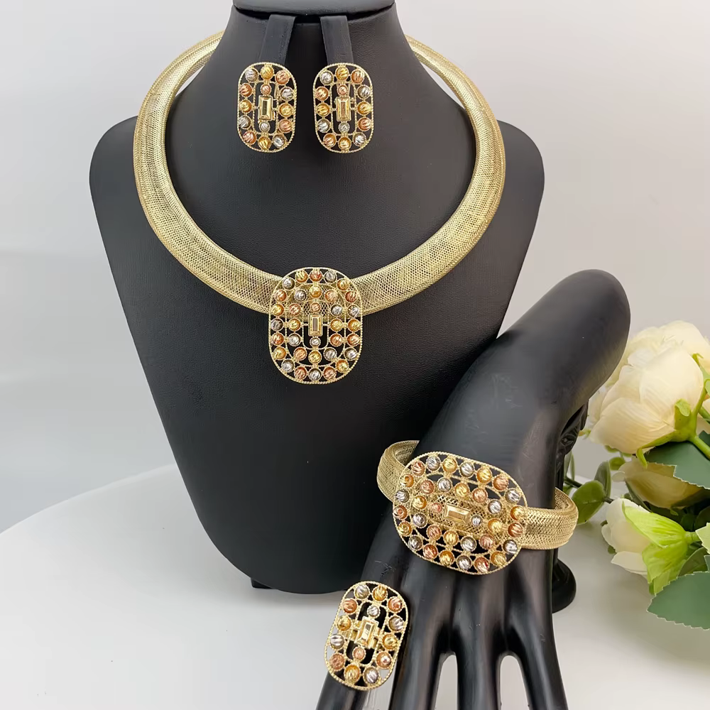 Grand collier audacieux de Style Simple brésilien, ensemble de bijoux de mariée africaine de luxe de