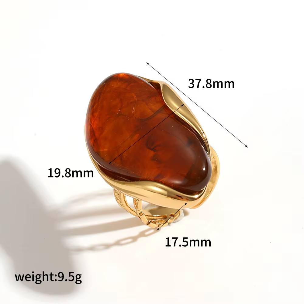 Bagues géométriques en résine plaquées or 18 carats, bijoux de mode quotidiens de luxe, sans décolor