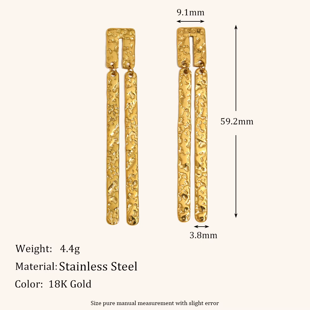 La. Muses – boucles d'oreilles rectangulaires en acier inoxydable pour femmes, mode rétro, Surface i