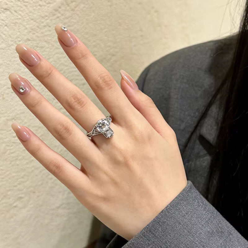 Bague Ouverte Ajustable Élégante Design Planète Entièrement Sertie de Zirconium Saturne, Bague de Lu