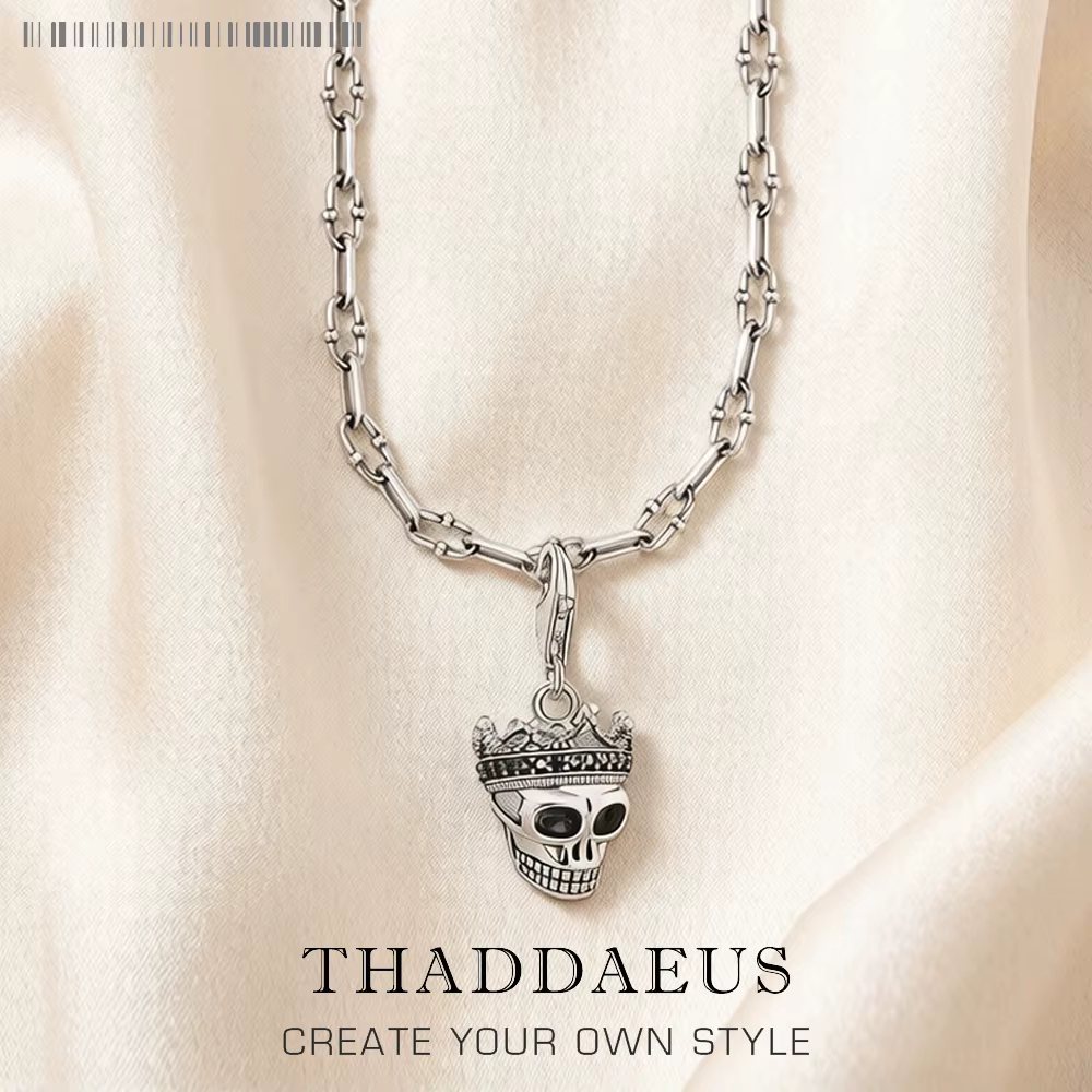 Crâne roi collier à breloques été flambant neuf Bijoux de mode Europe 925 en argent Sterling Bijoux 