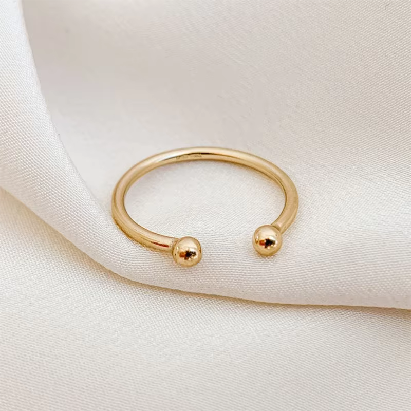Bague plaine empilable réglable en or 14 carats, résistante au ternissement, bijoux Boho pour femmes