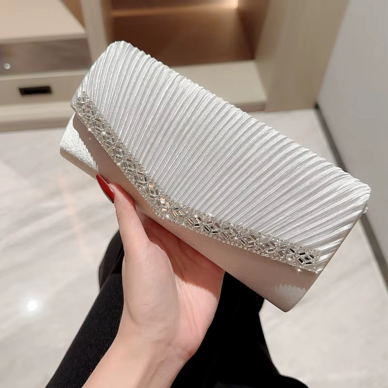 Femmes soirée pochettes élégant luxe femme argent/noir/blanc pochette de mariage sac à main fête sac