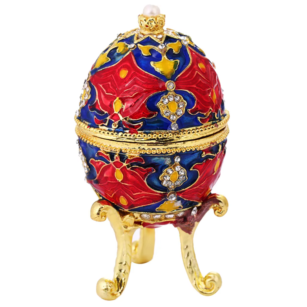 Boîte à bijoux en alliage de cristal, décor de fleurs vertes, étui à œufs de Pâques russes, Faby.inf