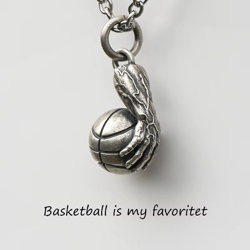 Le basket-ball est mon basket-ball préféré pendentif collier longue chaîne joueurs de basket-ball bi