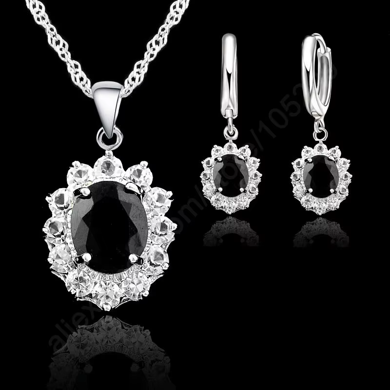 Ensemble de bijoux princesse Kate, collier et boucles d'oreilles de mariage, élégants, en argent Ste