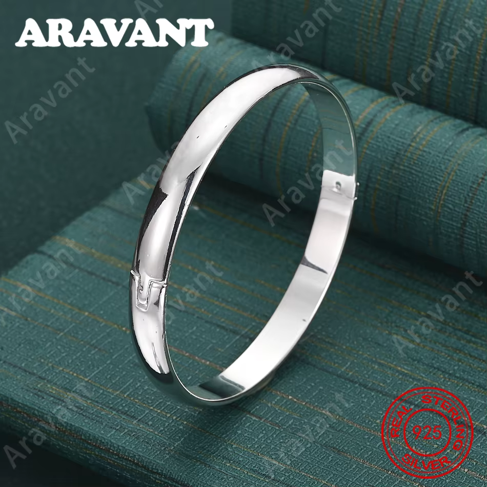 Bracelet rond lisse géométrique en argent Sterling 925, 8mm, cadeau Unique pour femmes, polyvalent p