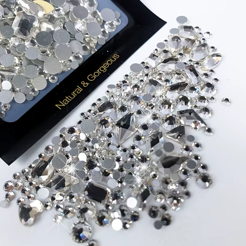 Strass ronds en verre à dos plat, 150 pièces, Plus 20 pièces, bijoux de forme étrange, bricolage, fa