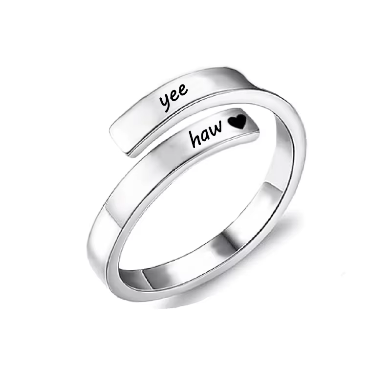 Yee Haw-Bague double couche en acier inoxydable plaqué argent pour femme, matiques réglables, mode