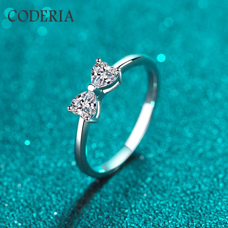 Bague de demoiselle d'honneur avec nœud pour femme, or blanc 18 carats, argent Sterling 925, Moissan