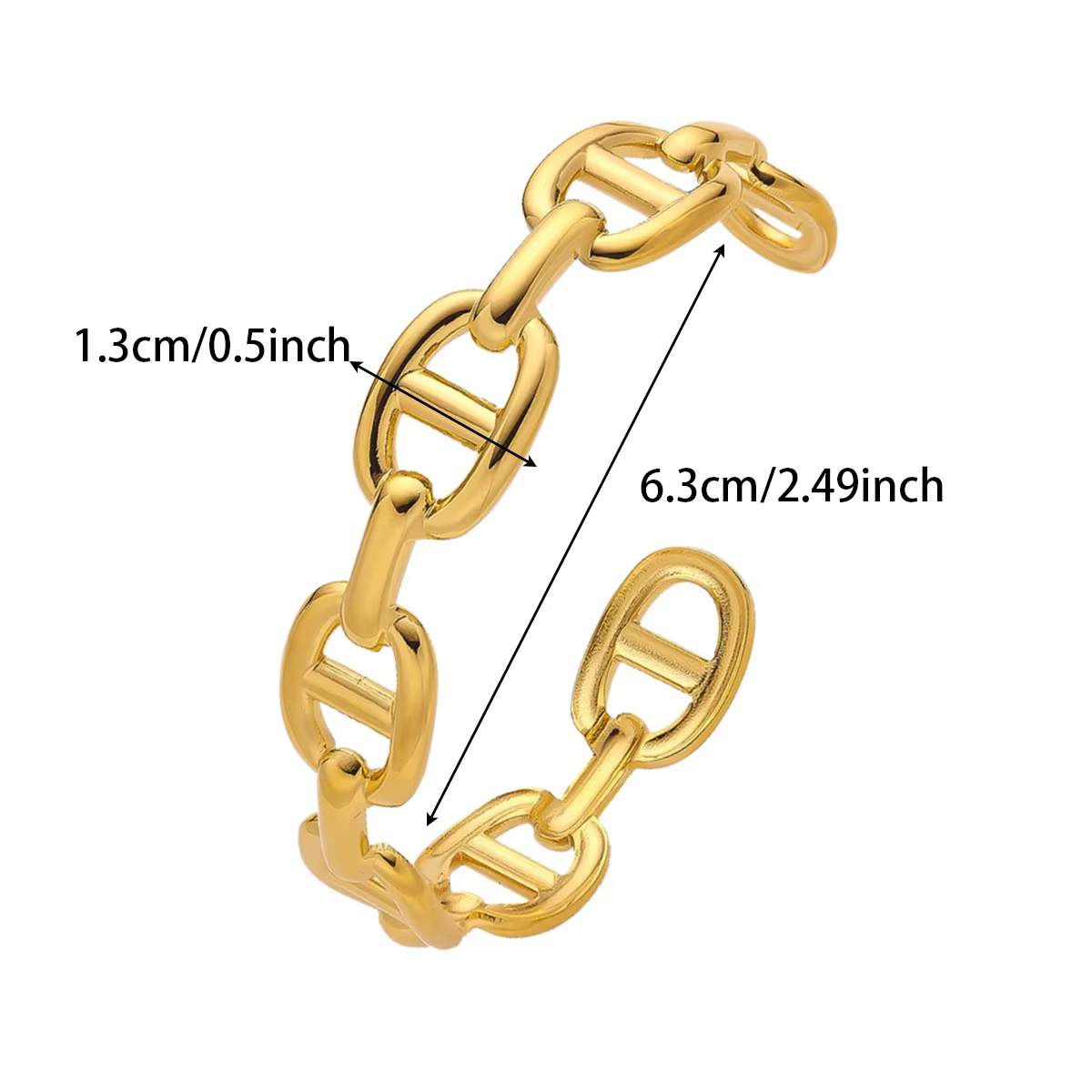 Bracelet squelette en acier inoxydable pour femmes, couleur or, large, bijoux, cadeau, accessoires d