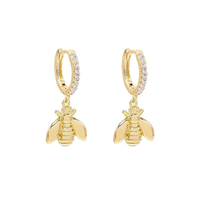 Gros couleur or Animal coccinelle coccinelle cerceau boucle d'oreille pour les femmes cristal boucle