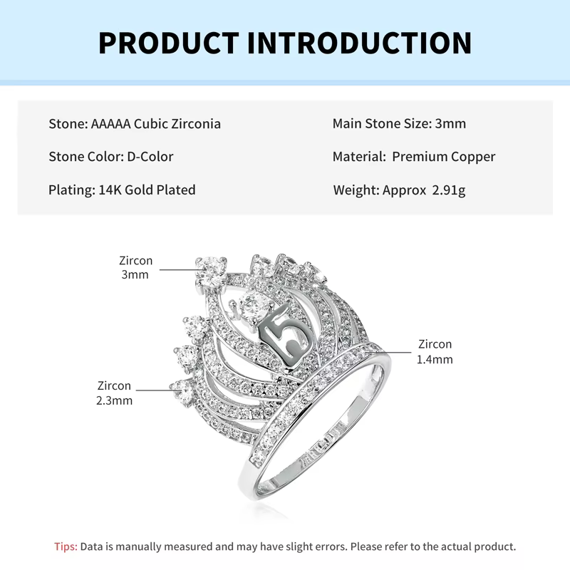 Rrjzz couronne éblouissante femme bande éternité anneaux scintillant AAAAA cubique zircone bague rom