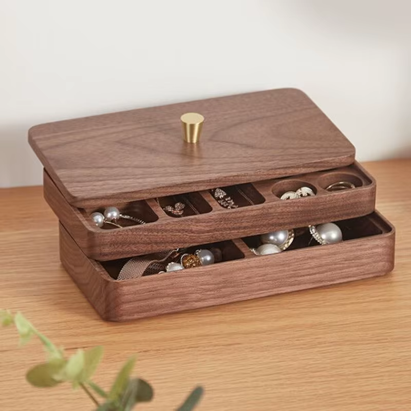 Boîte de rangement de bijoux en bois, boîte de rangement de bijoux, boucles d'oreilles, colliers, br