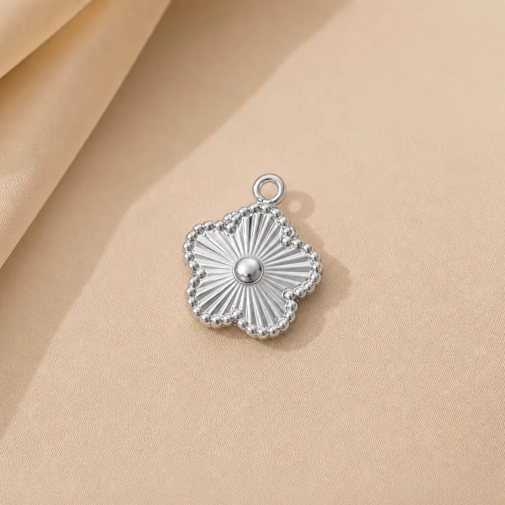 5 Breloques Fleur en Acier Inoxydable pour la Fabrication de Bijoux, Vente en Gros, Breloques Métall
