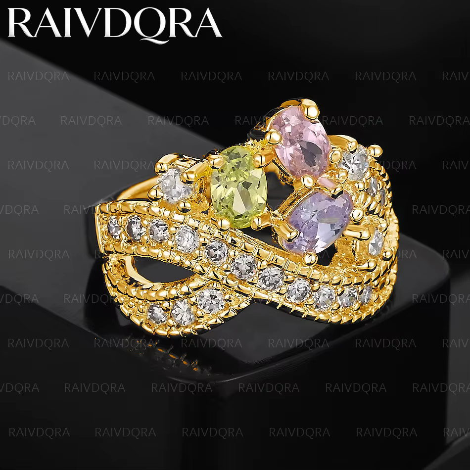 Bague de mariage plaquée or 18 carats pour femmes, bijoux à la mode, accessoires de fiançailles roma