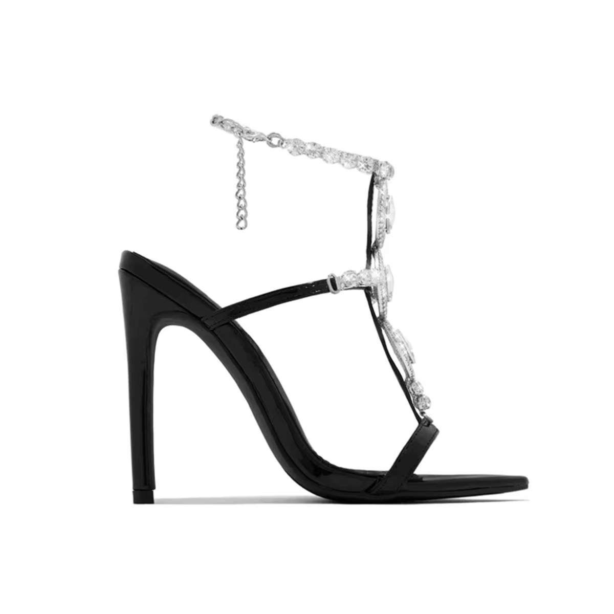 Sandales Sexy à talons hauts et lanières de cheville pour femmes, chaussures de luxe pointues en cri