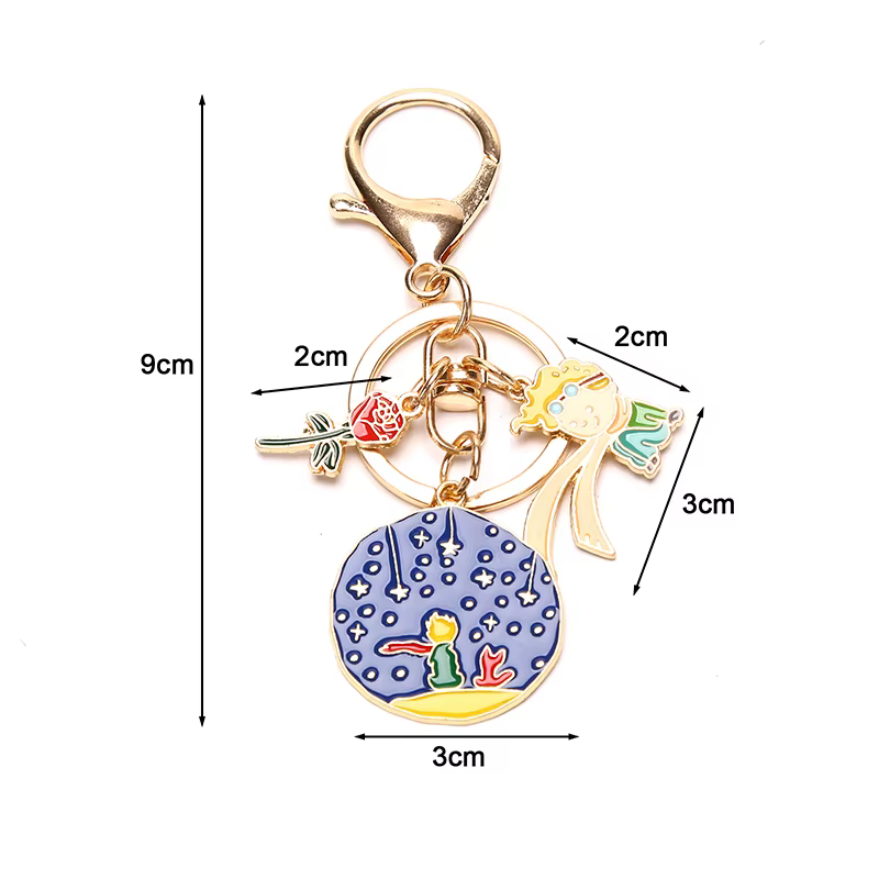Mode métal Rose porte-clés étoilé petit Prince porte-clés créatif garçon hommes femmes