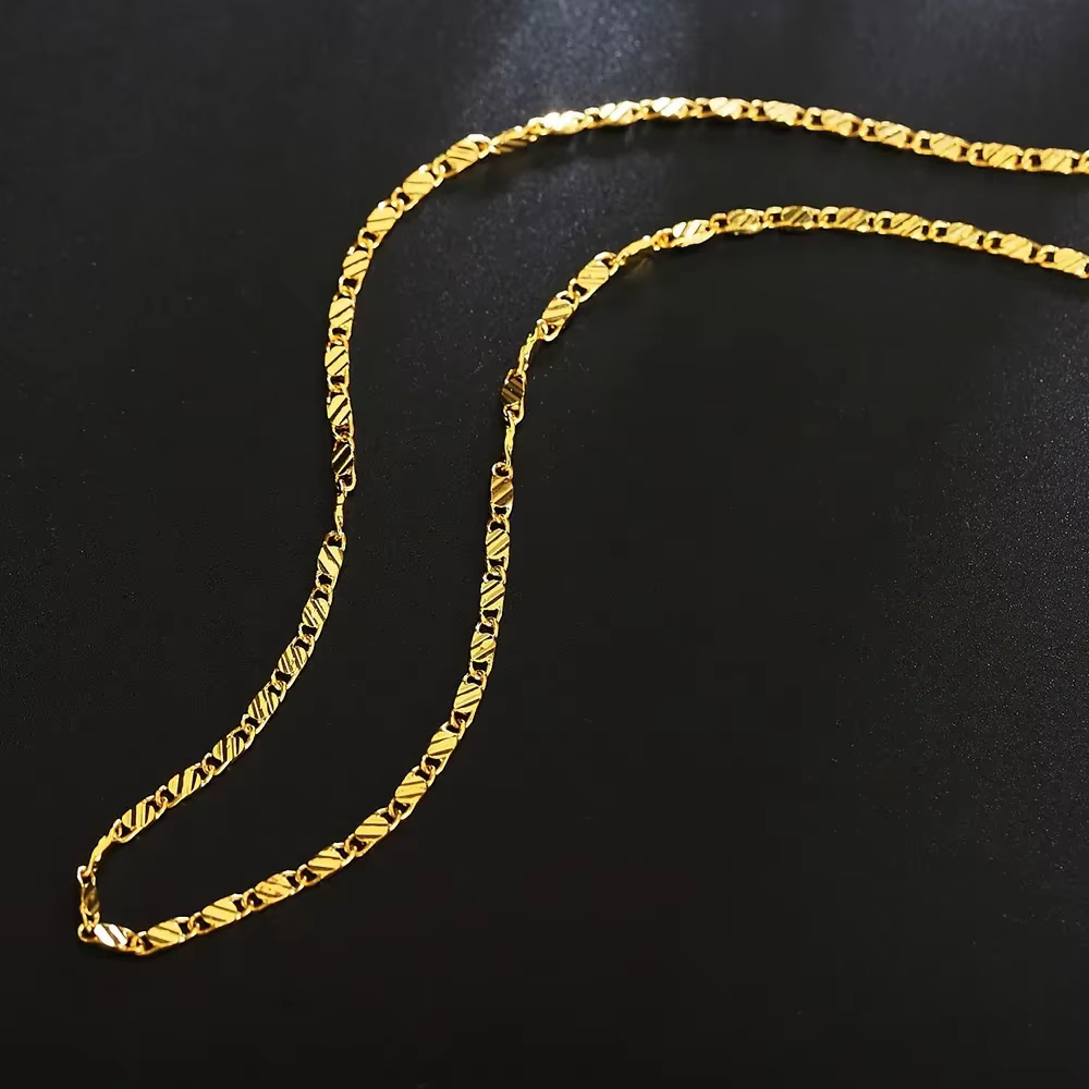 Colliers à chaîne plate avec breloque couleur or 18 carats, 40 à 75cm, 2mm, pour femmes et hommes, b