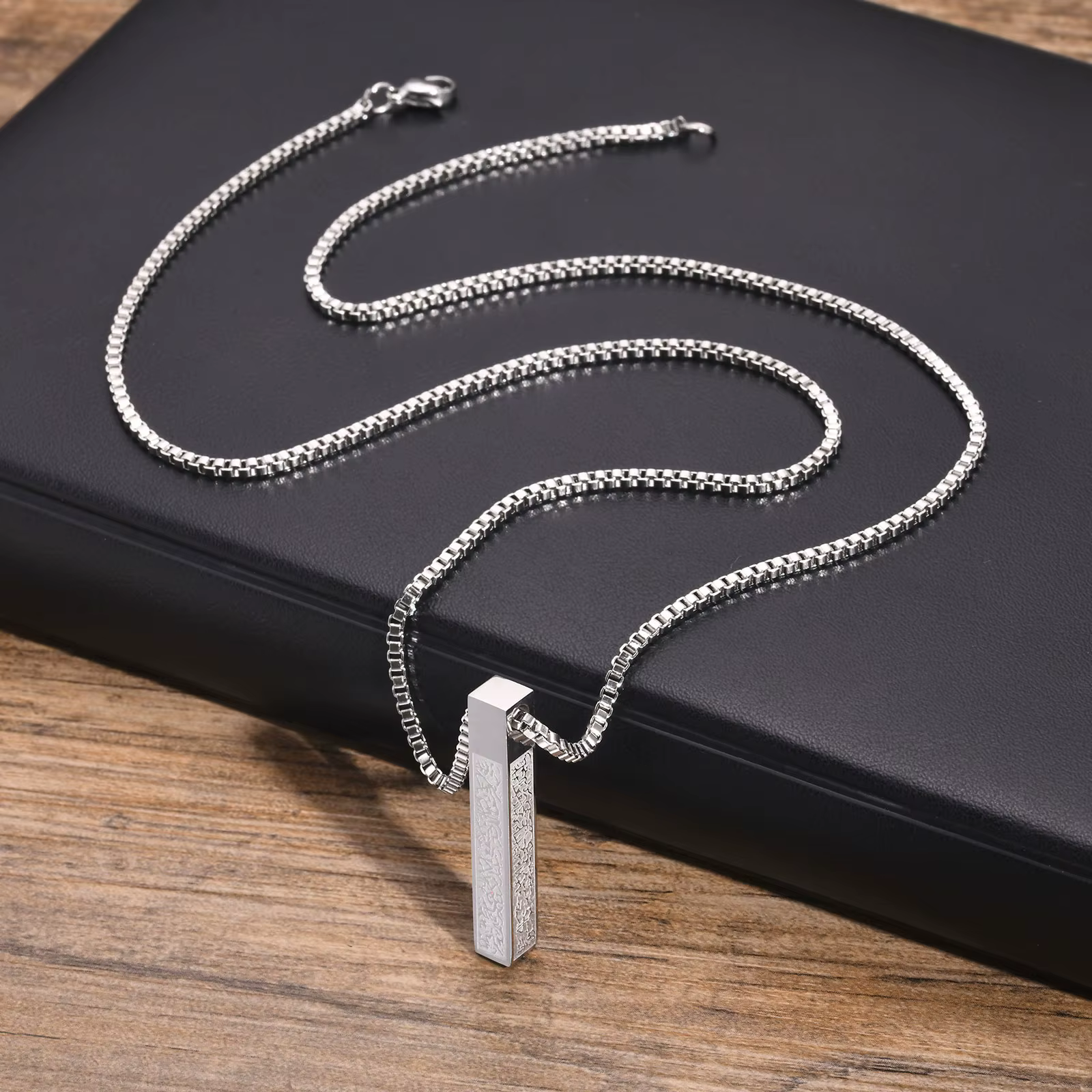 Vnox-Collier pendentif musulman pour femme, bijoux islamiques, pendentif Allah arabe, barre 3D, coll