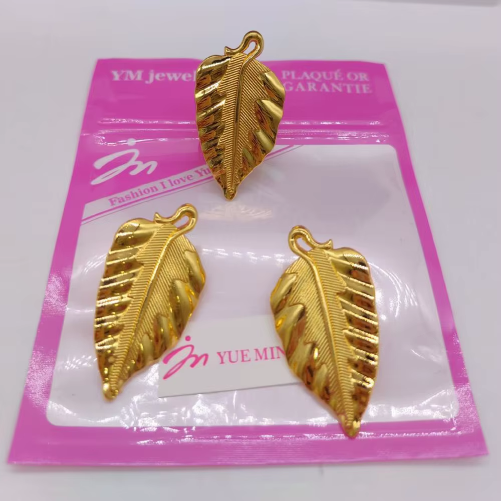 Parure de bijoux 2 pièces pour femme africaine, couleur or 18 carats, motif feuille, boucles d'oreil