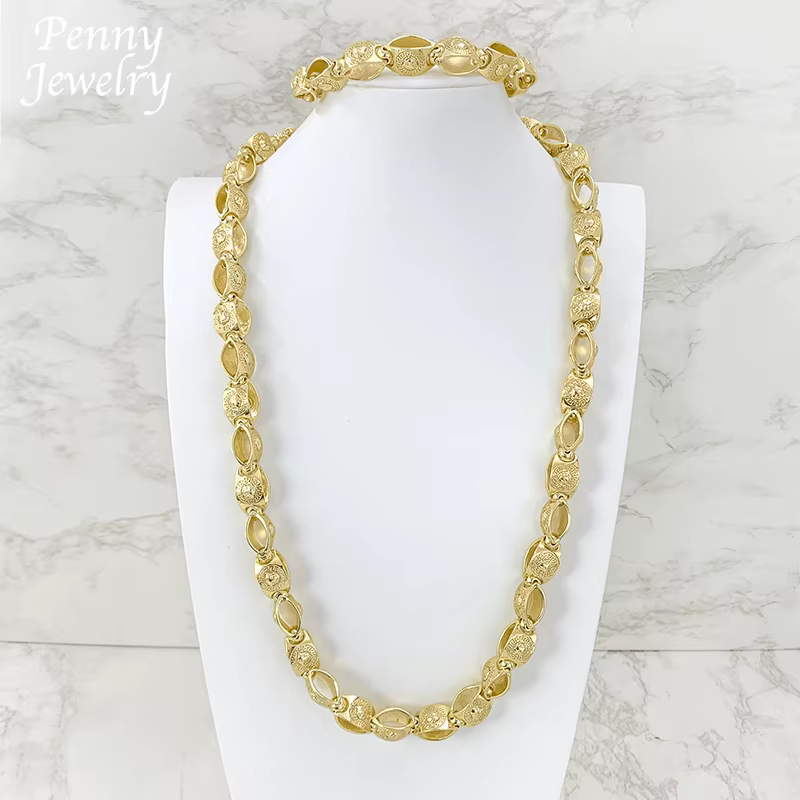 Ensemble de bijoux plaqué or 18 carats Hip Hop, collier et bracelet de 24 pouces, pour homme, idéal 