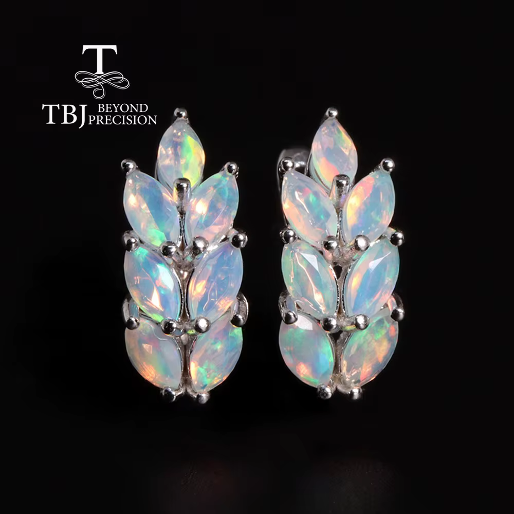 Boucles d'oreilles en pierre précieuse rare avec opale naturelle pour femme, bijoux en argent, cadea