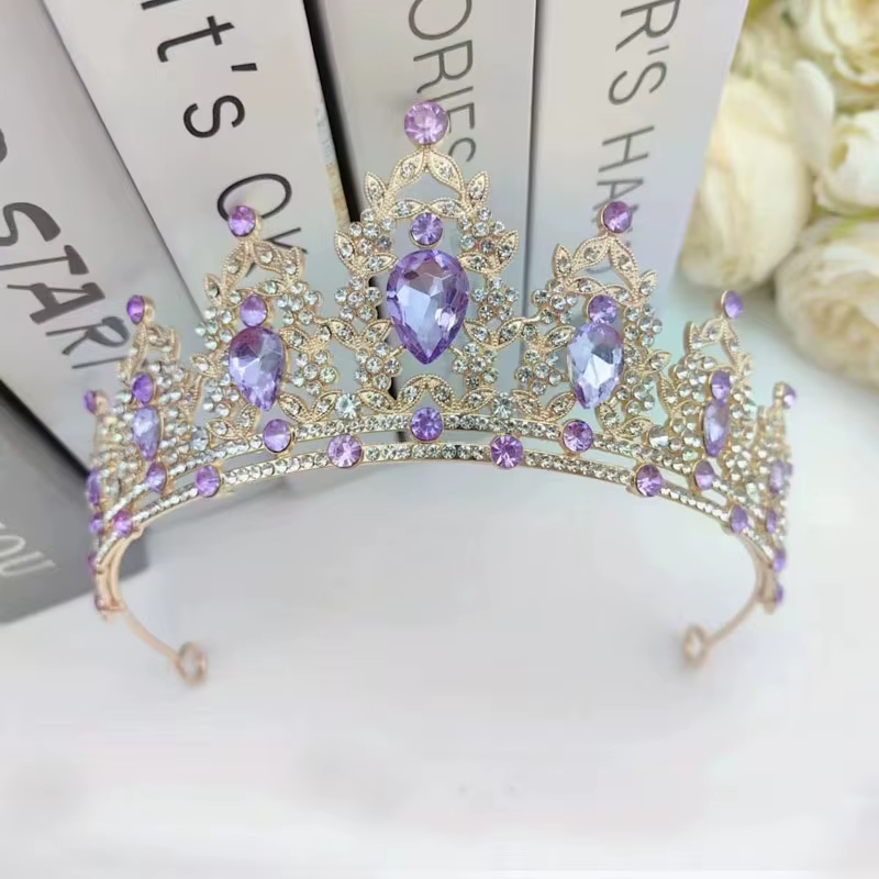 Diadème de cheveux de mariage en cristal, couronne de mariée, couleur argent, voile diadème, accesso