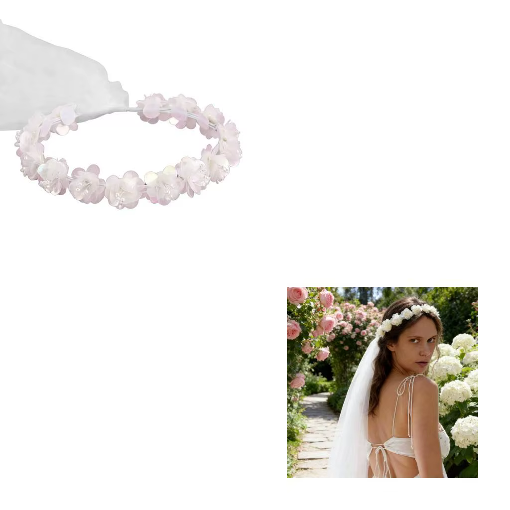 39BB – couvre-chef mariée extensible sur le thème forêt, tissé à main, Floral pour mariage, Costume,