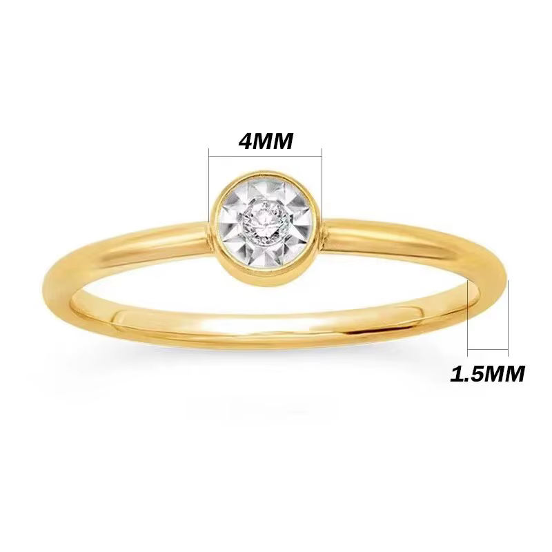 Bague en or 14K plaqué or avec zircon blanc AAA de 4 mm, style bohème, bijoux minimalistes, bague de