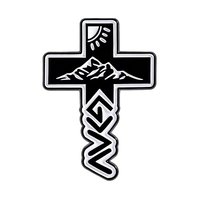 Broche en émail avec croix de jésus, croyance religieuse, demandez confiance, prier, merci, dieu ne 