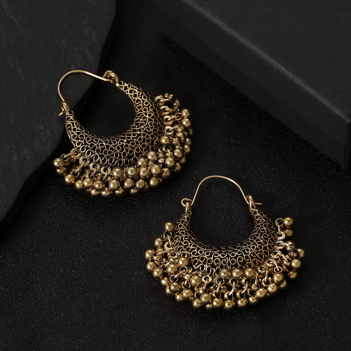 Boucles d'Oreilles Ethniques Antiques en Or pour Femme, Piercing Géométrique, Lanterne Sculptée, Per