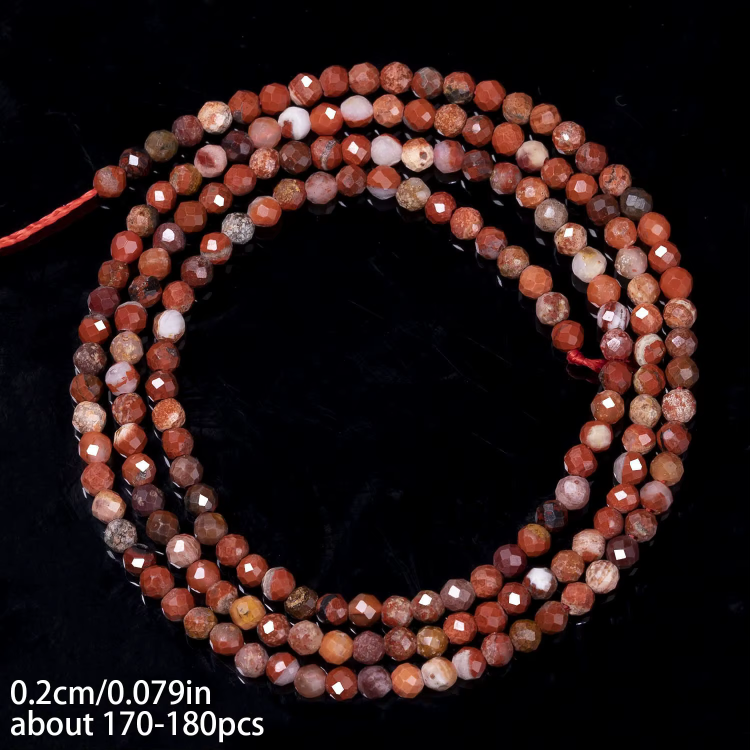 Perles en pierre de jaspe rouge naturel, petites perles rondes à facettes de 2/ 3/ 4mm, perles d'esp