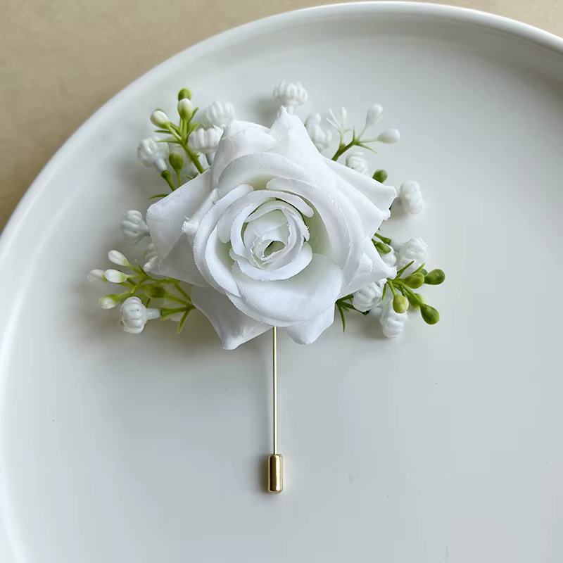 Boutonnière, fleurs pour boutonnière, accessoires de mariage, corsage de poignet pour la mariée, bra