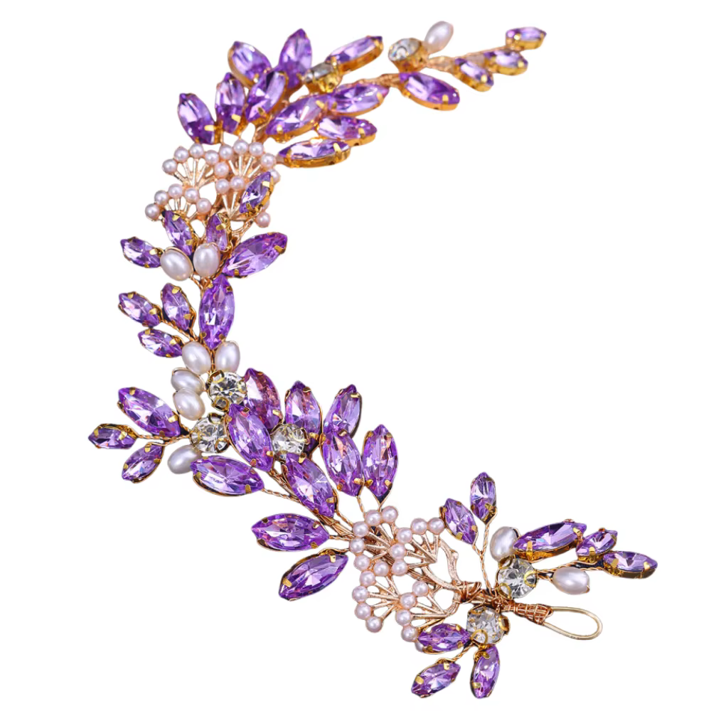 Serre-tête de mariée élégant en cristal, DIY, orné de perles scintillantes, design tressé, motif feu