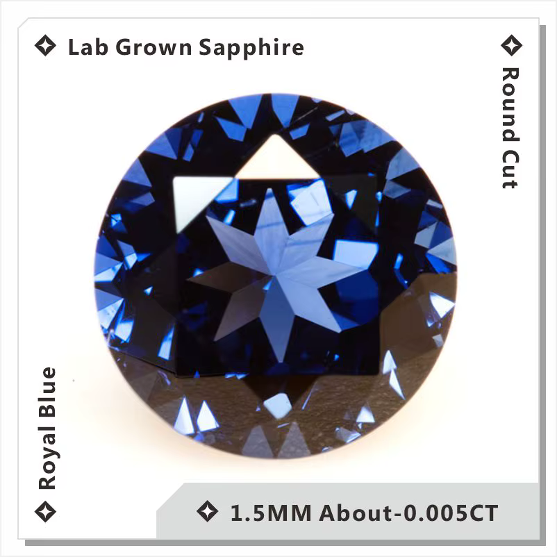 Saphir de laboratoire bleu royal, taille ronde, pour création de bijoux (bague, collier, boucles d'o