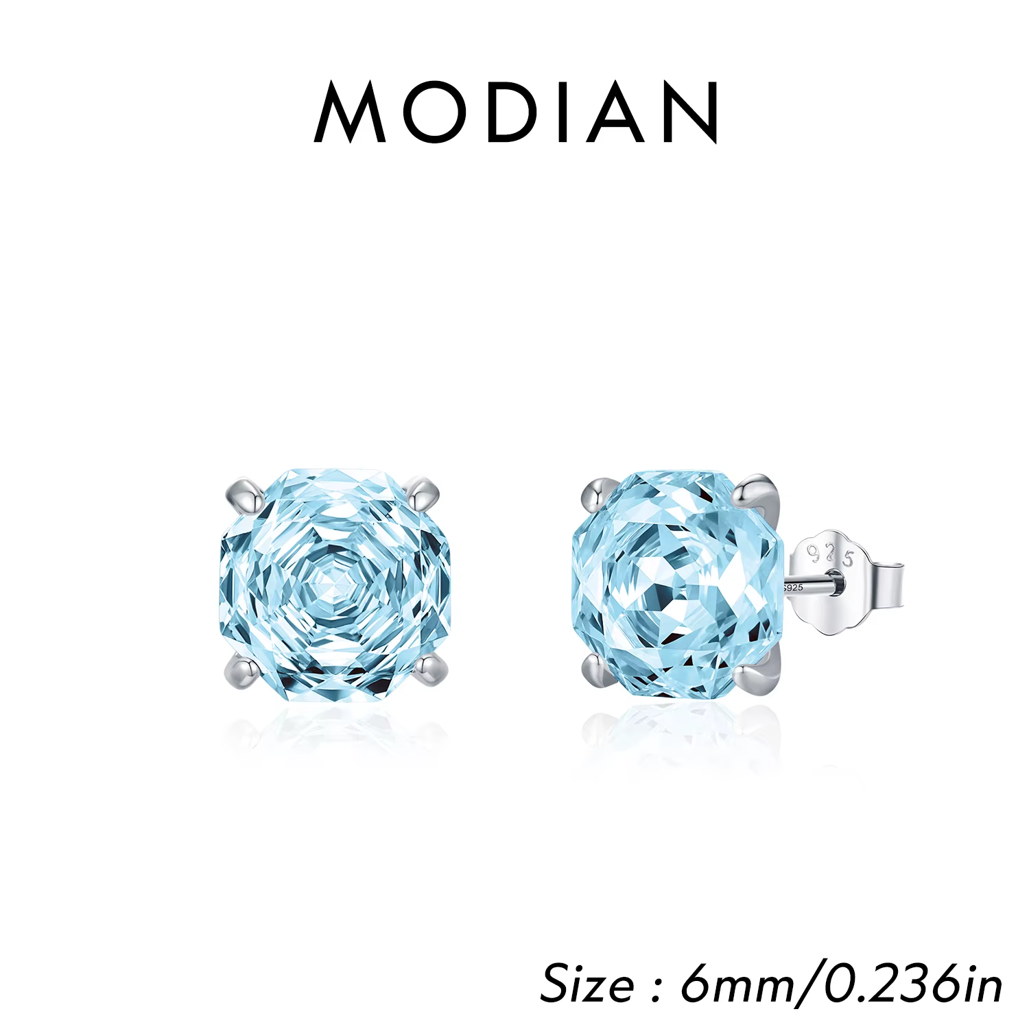 MODIAN – boucles d'oreilles scintillantes en argent Sterling 925, coupe Rose délicate, aigue-marine 
