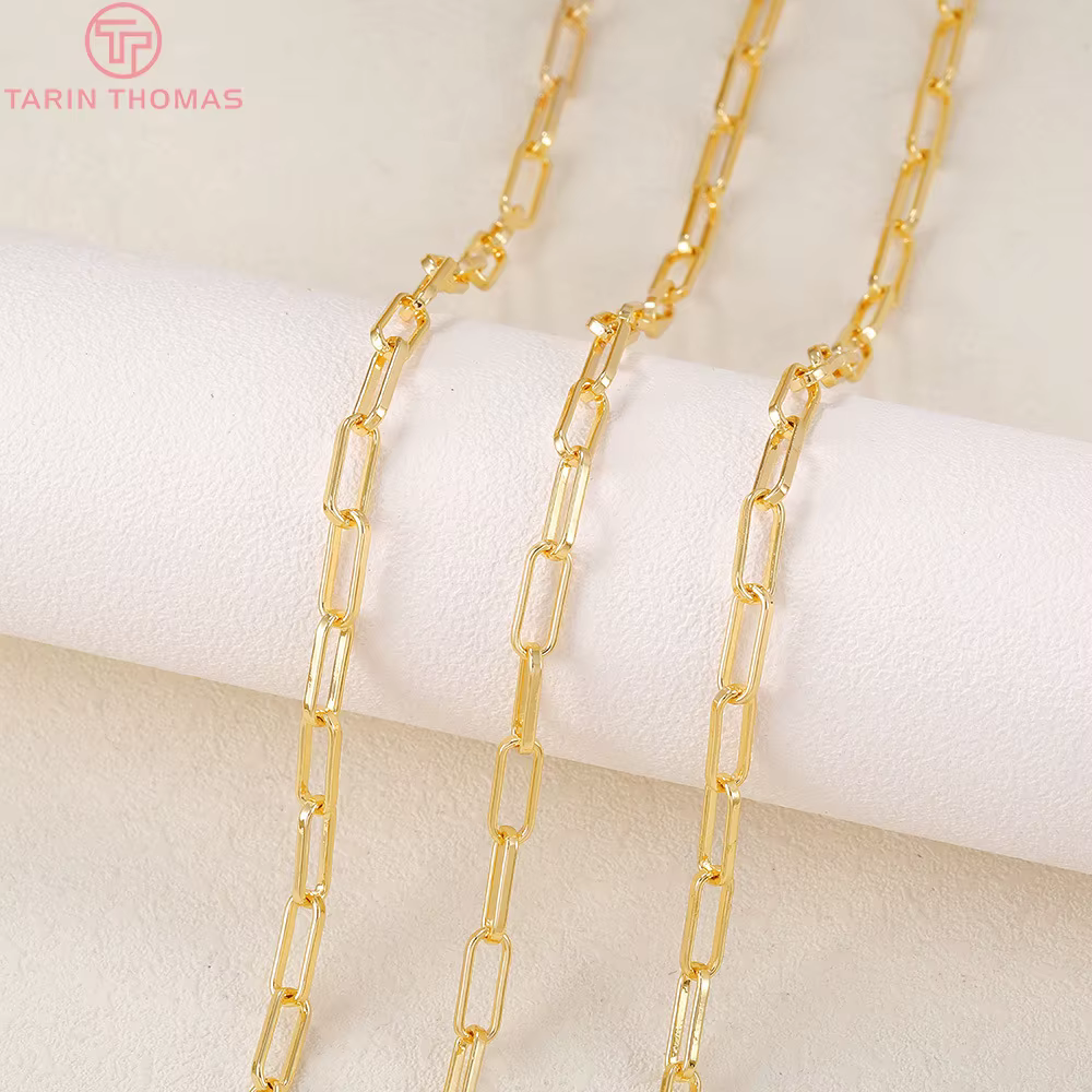 (4285) 1 mètre lien de chaîne 10x4MM 24K couleur or laiton collier chaînes de haute qualité bijoux à