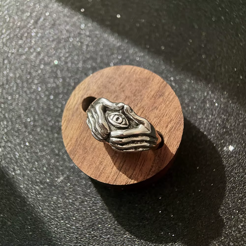 Bague rétro éclipsée Omnisigh Guardian Eye & Hands pour hommes, anneau ouvert gothique, accessoires 