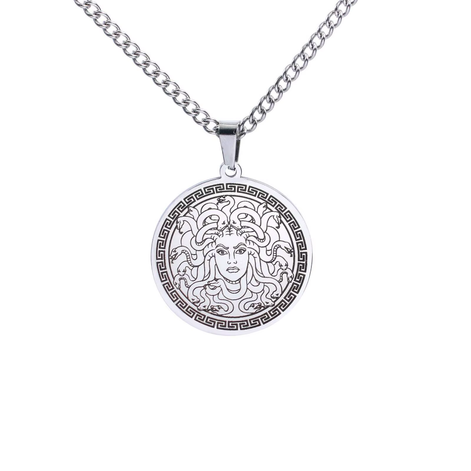 Collier pendentif méduse de la mythologie de la Grèce antique pour femmes et filles, amulette en aci