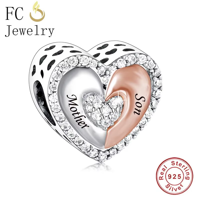 FC – Bracelet à breloques en argent Sterling 925 pour femme, bijou Original, perle, cœur, amour pour