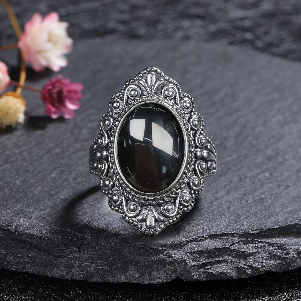 Bague en argent S925 pour femmes, grande Agate naturelle, ovale, ronde, cadeau en forme de soleil, r