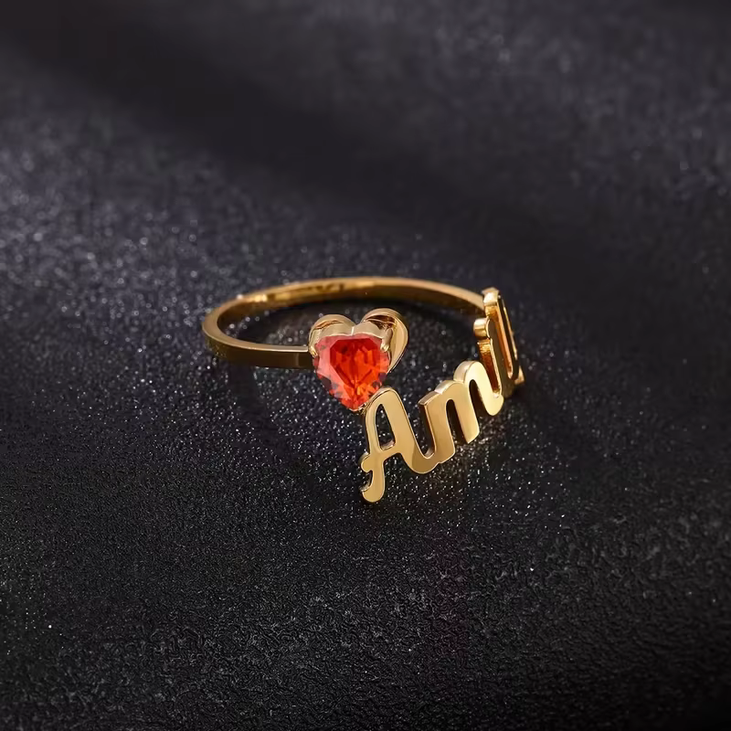 Bague personnalisée avec nom de pierre de naissance pour femmes, cadeau de mariage, bijoux d'anniver