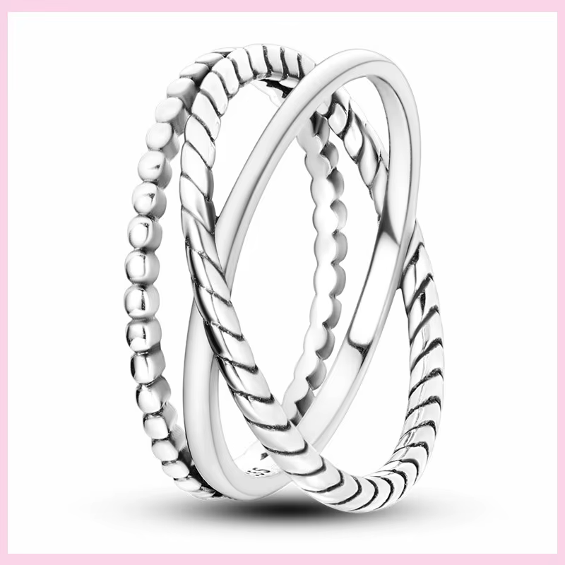 Bague infini Simple en argent 925 pour femmes, bague torsadée scintillante, empilable, bijoux de fia