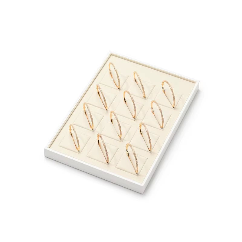 Oirlv 12 grilles plateau organisateur de bijoux blanc cassé bague boucle d'oreille collier pendentif
