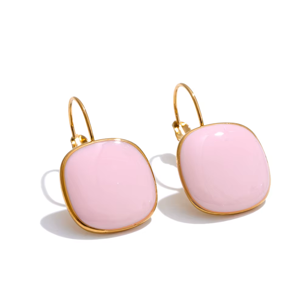 Yhpup – boucles d'oreilles carrées en émail multicolore, bonbons joyeux, en acier inoxydable plaqué 