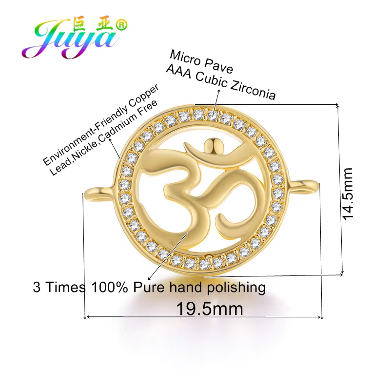 Juya – breloques décoratives plaquées or 18 carats, Om, étoile de David, Hamsa, Dragon, Yin Yang, co